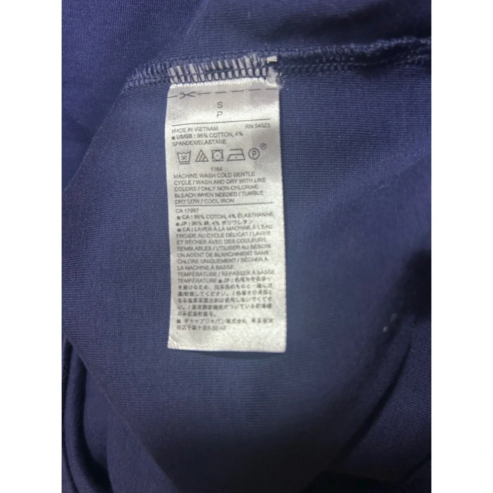 Banana Republic Navy Blue Drapey Puff Sleeve Crewneck Sweatshirt Small P‎